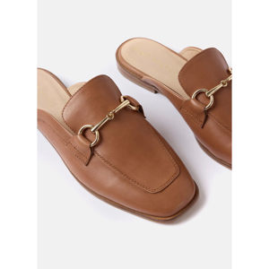 Mint Velvet Tan Leather Backless Loafers